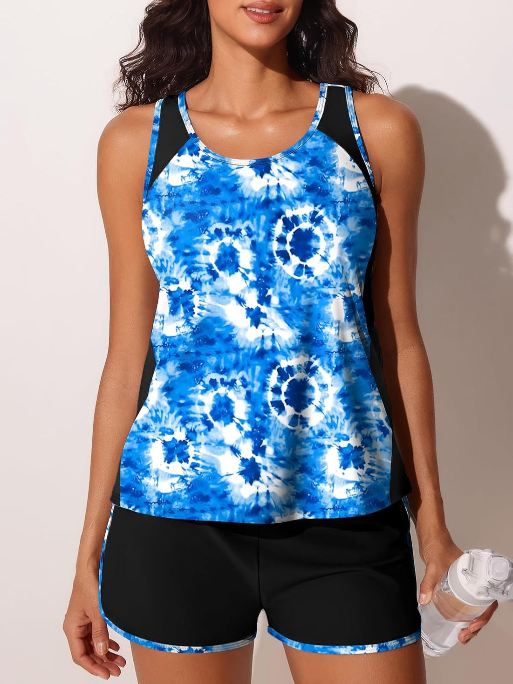 Summer Mae Tankini Swimsuit - Tummy Control Two-Piece with Sporty Pockets & Swim Shorts
