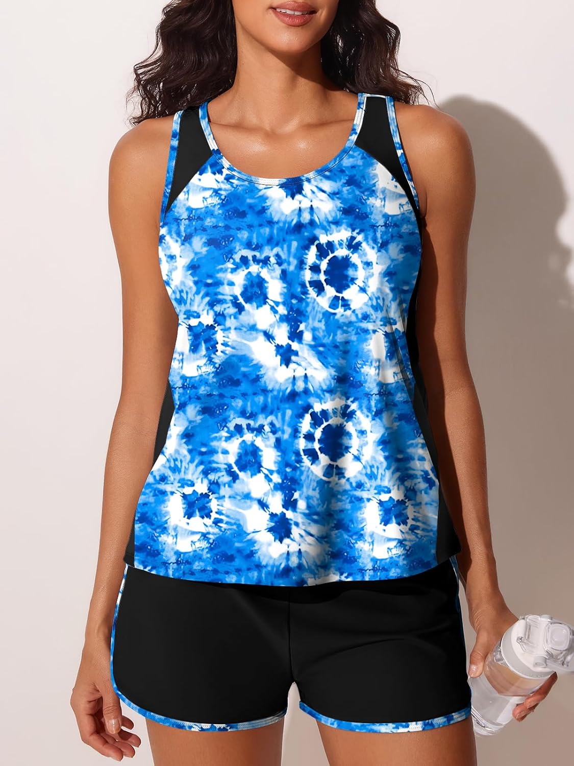Summer Mae Tankini Swimsuit - Tummy Control Two-Piece with Sporty Pockets & Swim Shorts