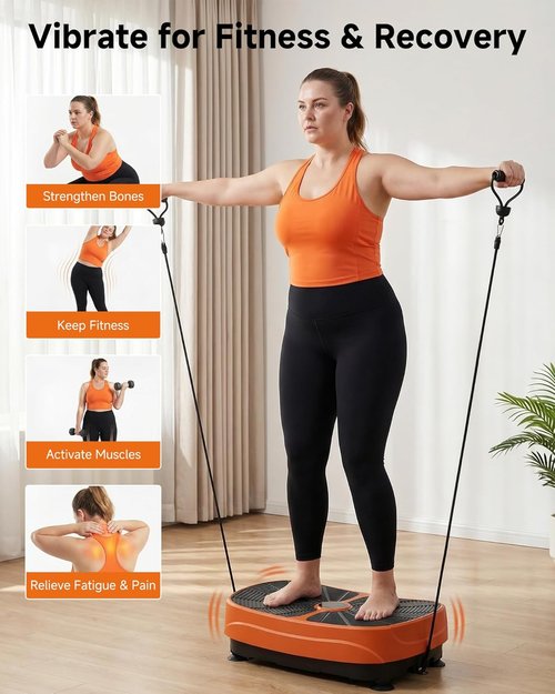 GORISE Vibration Plate Exercise Machine - Full Body Workout for Lymphatic Drainage & Weight Loss | Orange Fitness Platform with Remote