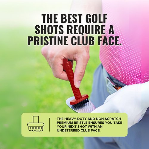Stripebird - Magnetic Golf Club Brush Groove Cleaner (Red) - Detachable - Premium Nylon Bristles - Golf Bag Accessories - Cleaner Brush - Golf Accessories - Golf Ball Cleaner Tool