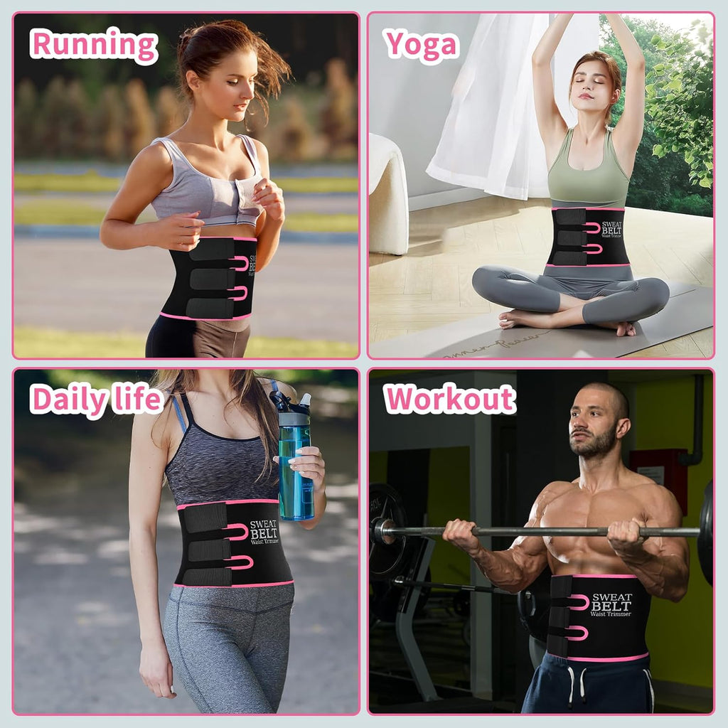 Skiennix Sweat Waist Trainer - Adjustable Waist Trimmer Belt for Effective Workout | Unisex Fitness Wrap