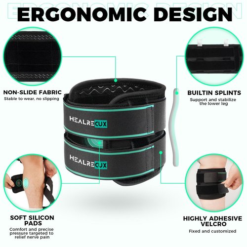 Healrecux Sciatica Pain Relief Devices, Sciatic Nerve Brace with 2 Pressure Pad Targeted Compression for Sciatic Nerve Relief, Sciatica Calf Brace for Men Women