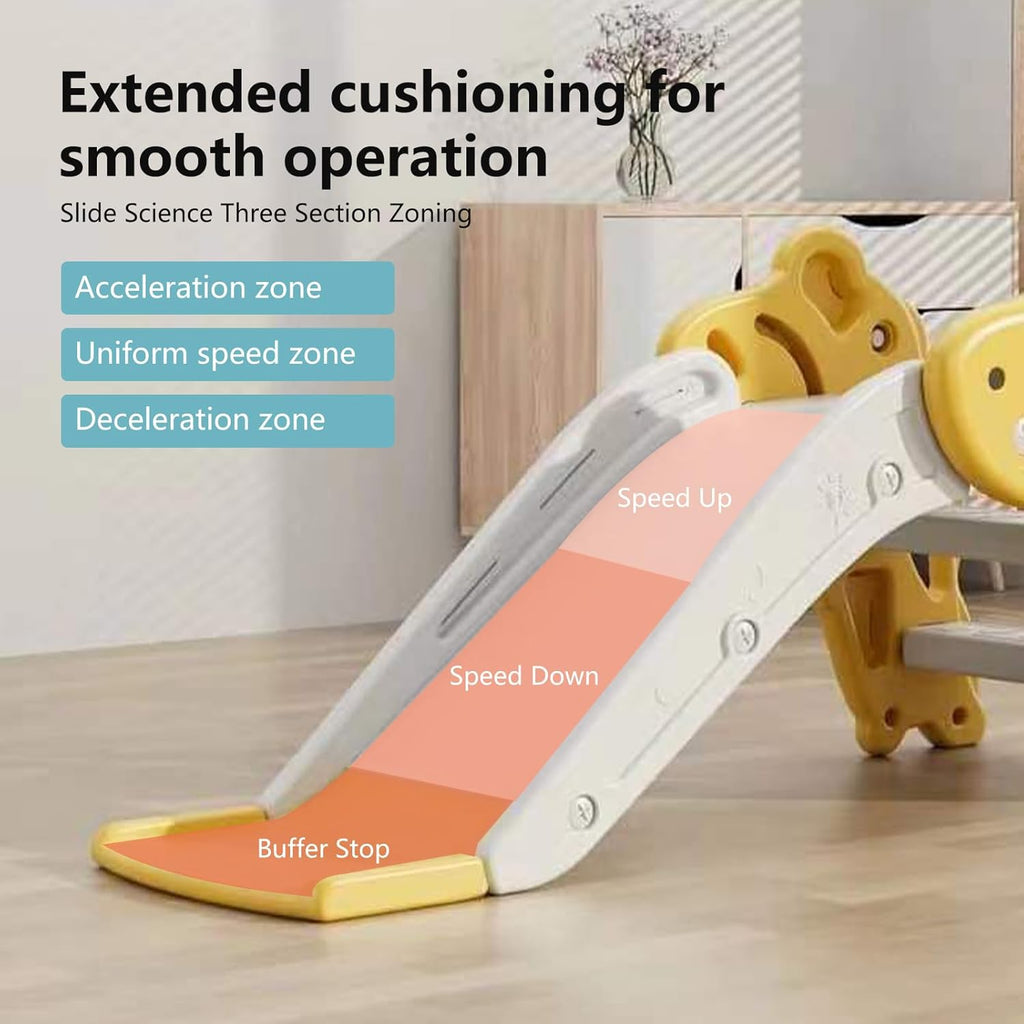 Skiennix Toddler Slide - Indoor/Outdoor Playset with Ball & Hoop, Non-Slip Steps | Yellow, Ages 1-3