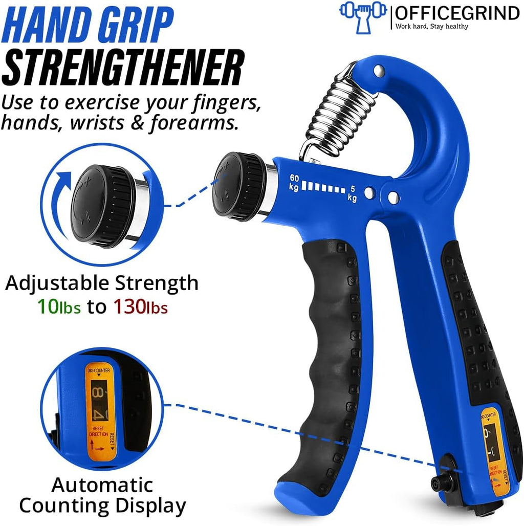 Skiennix Hand Grip Strengthener - Adjustable Resistance 10-130lbs for Muscle Building & Recovery