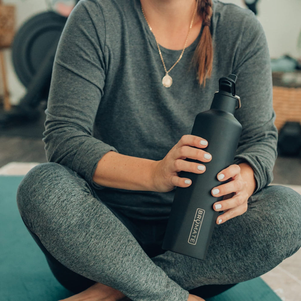 BrüMate ReHydration - 100% Leakproof 25oz Insulated Water Bottle with Straw - Stainless Steel Water Canteen (Matte Black)