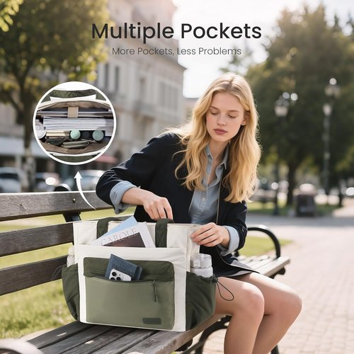 LOVEVOOK Tote Bag - Stylish Puffer Work Tote with Zipper & Compartments | Ideal for Nurses & Teachers