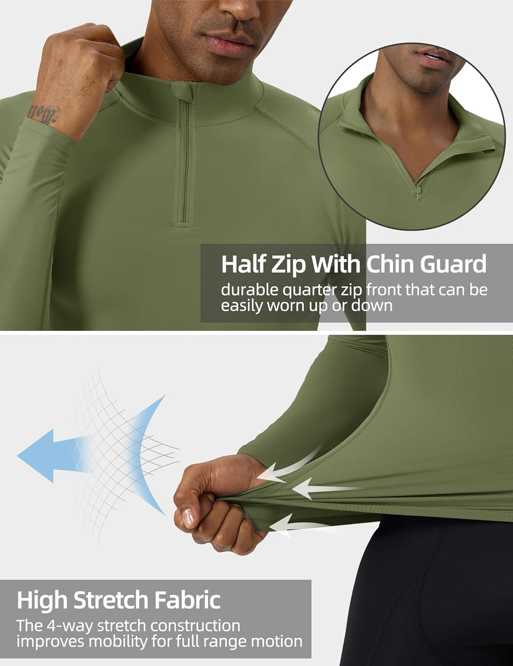 SPVISE Quarter Zip Workout Pullover - Men's Dry Fit Long Sleeve Compression Tee | Sport Baselayer