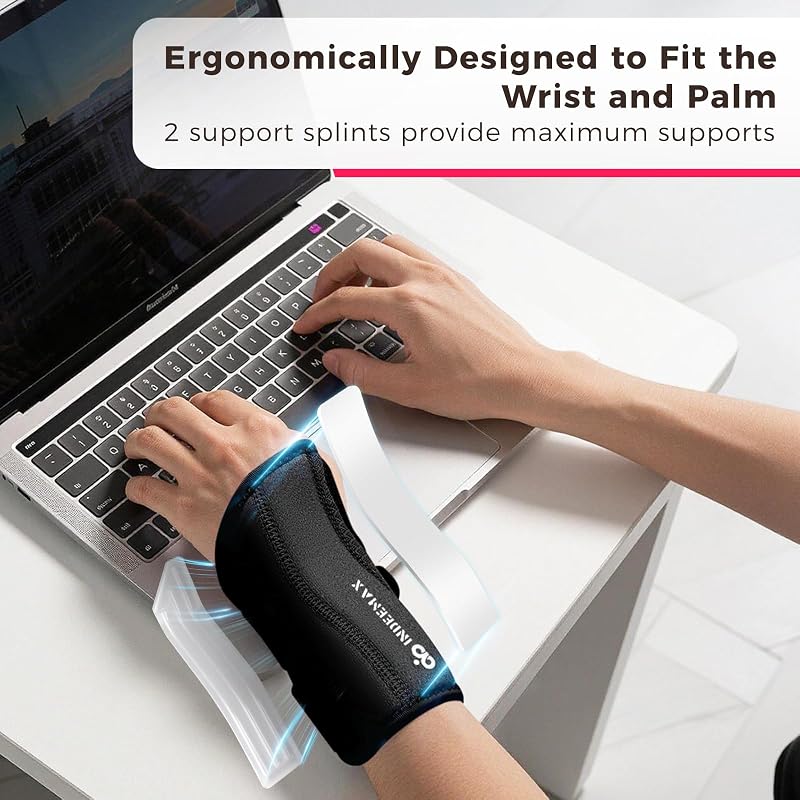 Copper Compression Wrist Brace - Adjustable Copper Infused Support for Carpal Tunnel, Arthritis, Tendinitis, Right Hand, S/M, Black