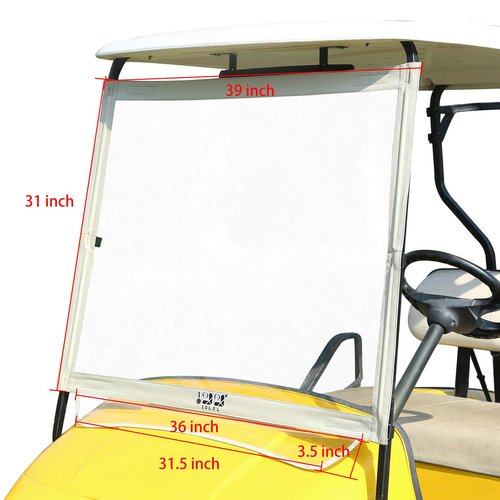 10L0L Golf Cart Foldable Windshield for EZGO TXT, Clear Film PVC Impact-Resistant Windproof