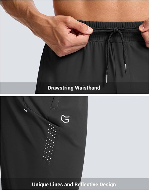 G Gradual Men's Joggers - Stretch Athletic Workout Pants with Zipper Pockets | Ideal for Running & Gym