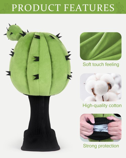 Big Teeth Driver Funny Golf Head Covers Funny Golf Club Covers Fpr 460cc Driver Club,Golf Head Covers Funny Gift (Cactus)