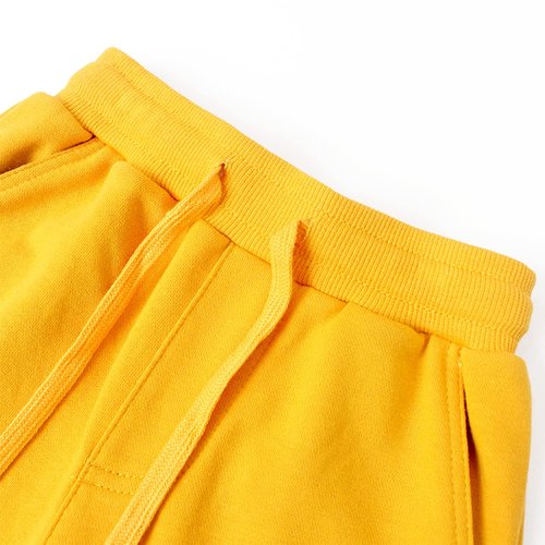 GLEAMING GRAIN Kids Unisex Cotton Sweatpants Drawstring Plain Jogger Pants for Boys or Girls Age 5-12 Years Yellow