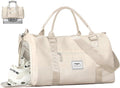 FIORETTO Women's Gym Tote Duffle Bag - Wet Pocket & Shoe Compartment | Beige Sports Weekender Bag