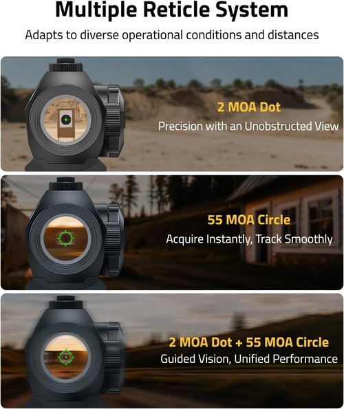 CVLIFE Green Dot Sight - 2 MOA Reticle with 50,000H Runtime | 1x20mm Optics Scope, Waterproof