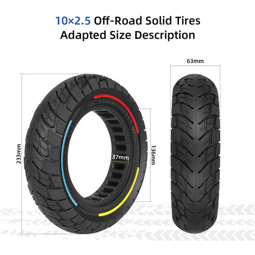 ulip 10x2.5 Scooter Solid Tires 10 Inch for Kugoo M4/M4 Pro Zero 10X Electric Scooter Accessories, Off-Road Replacement for 10x2.125 10x2.25 Tires (2 PCS)