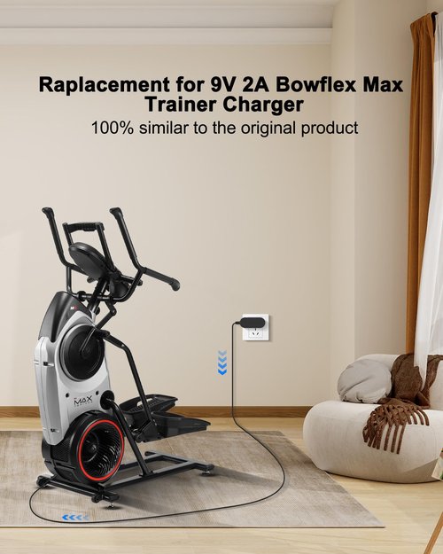 9V Power Cord for Bowflex Max Trainer Compatible with Bowflex Max Trainer M5 M3 M7 M8 HVT Exercise Elliptical Treadmill Cardio Machine, Cord Length 5.9Ft/1.8M