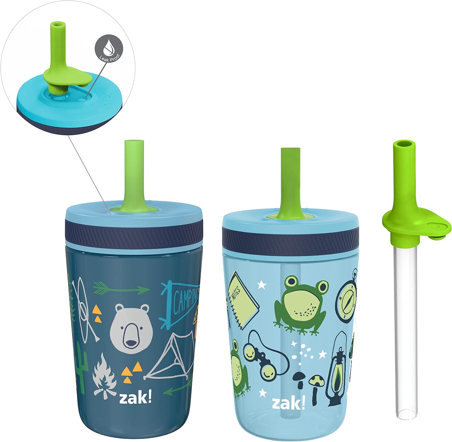Zak Designs Kelso Tumbler Set - Leak-Proof Kids' Cups with Straw & Bonus Sipper | 3-Piece Non-BPA Bundle