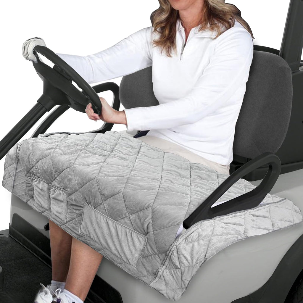 smotrcc Universal Waterproof Heavy Duty Golf Cart Seat Cover - Gray, Cotton, for Club Car DS Precedent EZGO TXT RXV, 2-Person Seats with Armrests