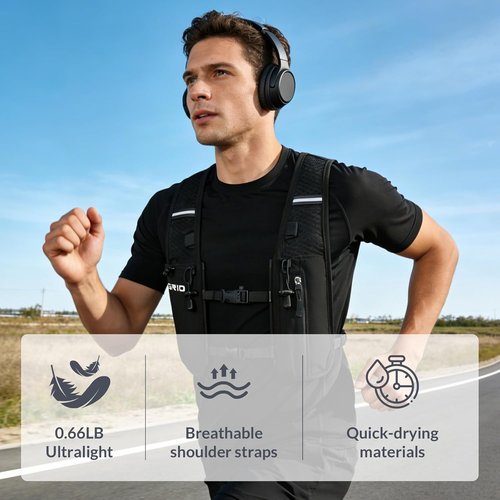 GRIO Hydration Running Vest - Lightweight Water Backpack with 1.5L Bladder | Breathable & Reflective for Hiking, Cycling, Marathon