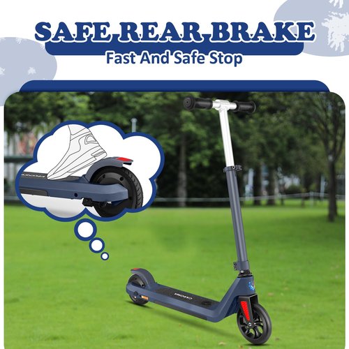 Caroma Electric Scooter for Kids Ages 6-12, 120W Motor,10 MPH Max Speed & 7 Miles,Adjustable Height & Speed,Colorful Lights,LED Display,Foldable Kids Electric Scooter 132 Lbs Max Load，Blue