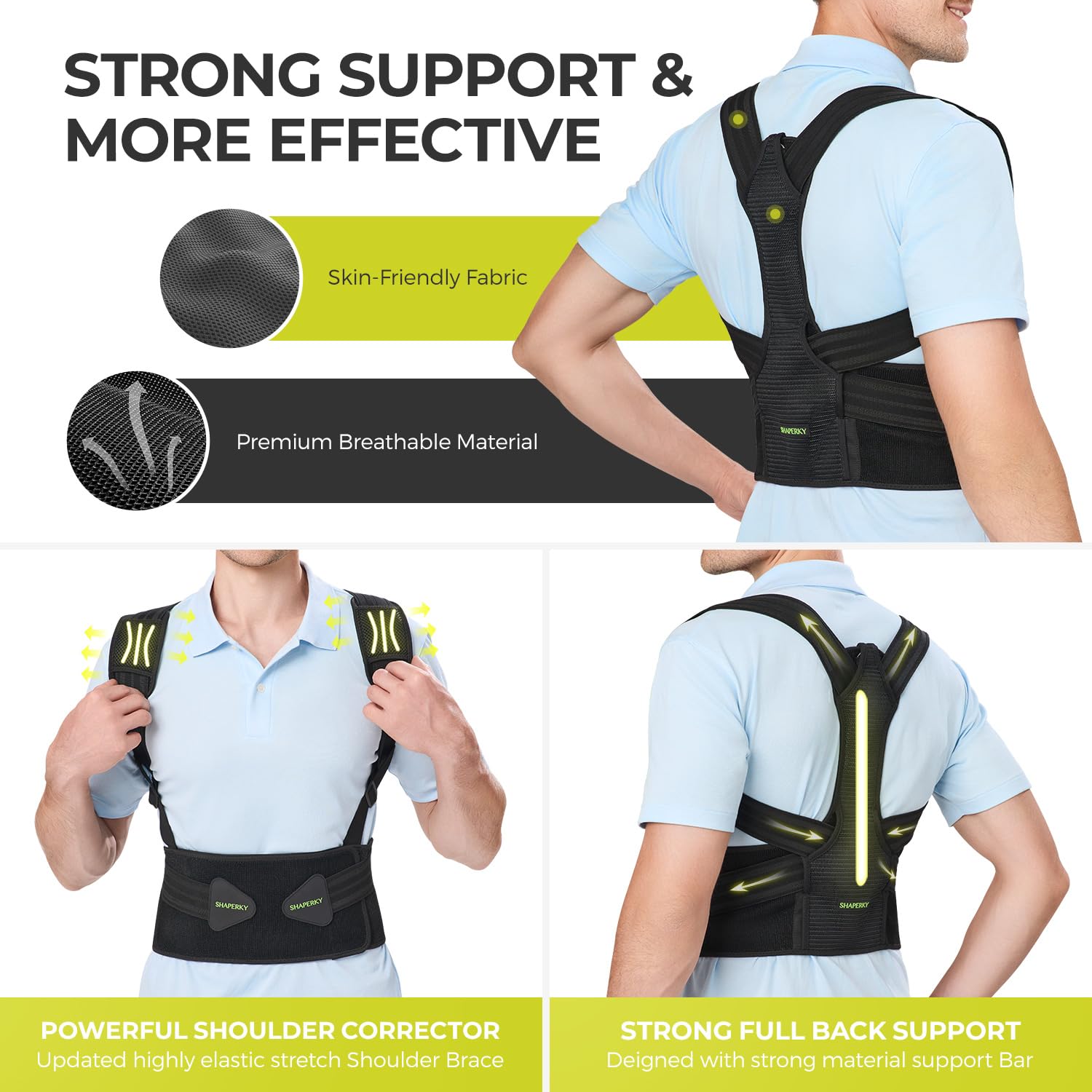 SHAPERKY Posture Corrector for Women and Men, Adjustable Upper Back Brace for Posture Hunchback Support and Providing Pain Relief from Neck, Shoulder, and Upper Back (1, Large/XL)