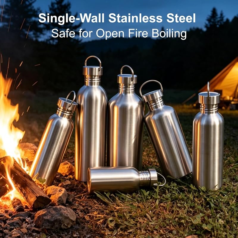 51 Ounces Stainless Steel Water Bottle - Single Wall Kettle Cup with Handle, Leak-Proof, Large Capacity