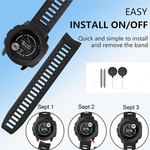 Waterproof Band Compatible with Garmin Instinct Watch Bands, 22mm Soft Silicone Replacement Watch Strap for Garmin Instinct 2 / Instinct Esports/Solar/Tactical (White)