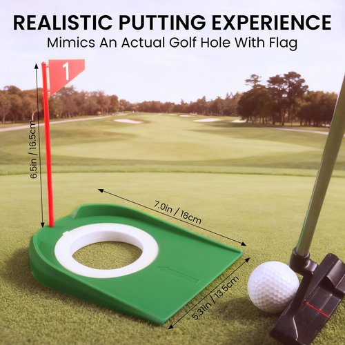 FINGER TEN Golf Putting Cup with Numbered Flag Design Value 6 or 9 Pack, Durable Plastic Practice Cups Golf Training Aids, Lightweight Easy to Carry for Office Backyard Indoor Outdoor (Green-9 Pack)