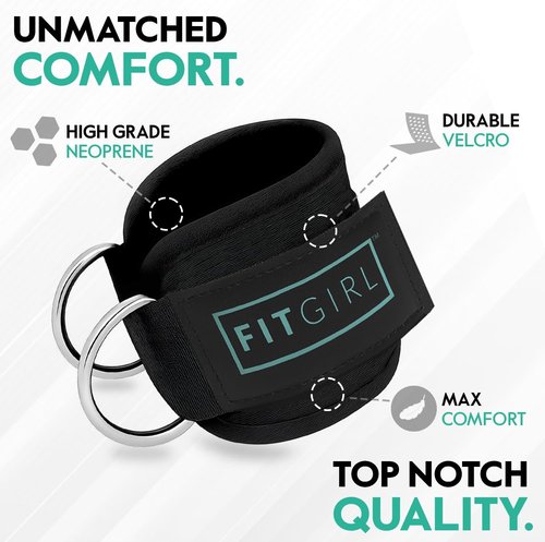FITGIRL Ankle Strap for Cable Machine - Premium Padded Comfort for Glute Workouts | Home & Gym Use
