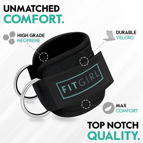 FITGIRL - Ankle Strap (Pair) for Cable Machines and Resistance Bands, Work Out Cuff Attachment for Home & Gym, Glute Workouts - Kickbacks, Leg Extensions, Hip Abductors, Women Only (Animal, Pair)