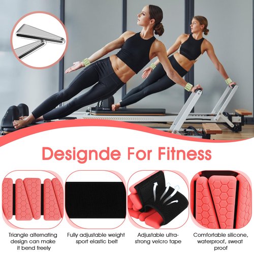 Wrist Weights, 2Pack Adjustable Silicone Weighted Bangles for Women and Men, Wearable Wrist Ankle Weights Suitable for Yoga, Walking and Gym, Arm & Leg Workout, 2lb (Red)