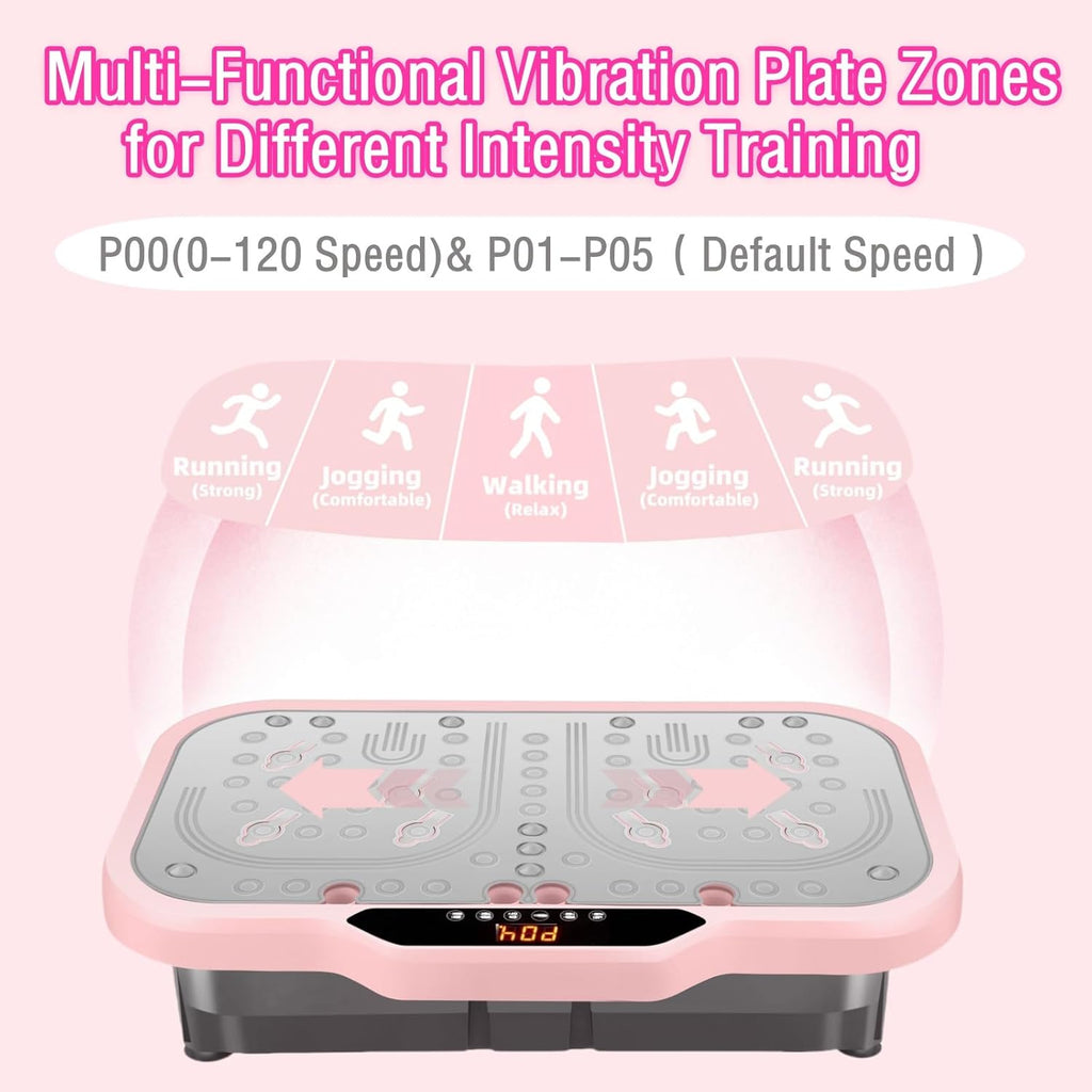 Skiennix Vibration Plate Exercise Machine - Whole Body Fitness Platform with Bluetooth & Resistance Bands | Pink