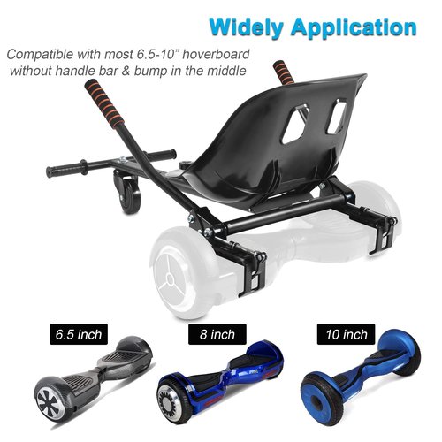 Hoverboard Seat Attachment Straps Not Required, 25”-33.3” Adjustable Length Hover Board Go Kart Accessory,265lbs Capacity,Bigger&Sturdier Seat,Go Cart Fit 6.5” 8.5” 10” Hoverboard,Kids Adults (black)