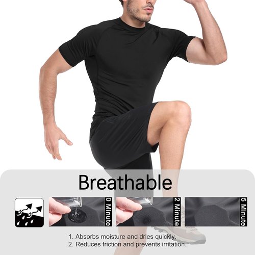 HovSiyla Men's Compression Shirt - Cool Dry Short Sleeve Athletic Baselayer | Perfect for Workouts