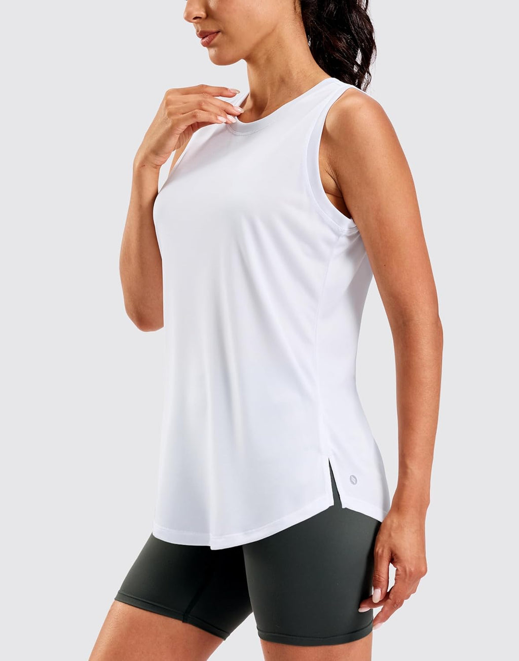 SANTINY Women's Lightweight Sleeveless Workout Tank Top - Athletic Yoga & Tennis Shirt (White, Large)