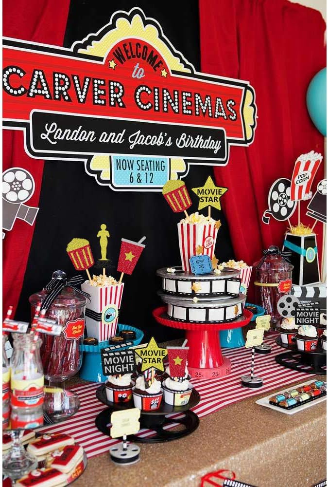 Regine Switzerland Theater Cupcake Toppers - Fun Movie Night Party Decorations | Set of 24