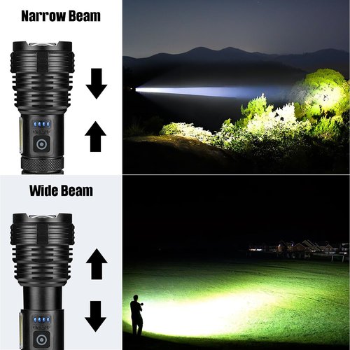 **BERCOL LED Rechargeable Flashlight - 99,000 Lumens Super Bright & Waterproof | 2 Pack for Home & Camping**