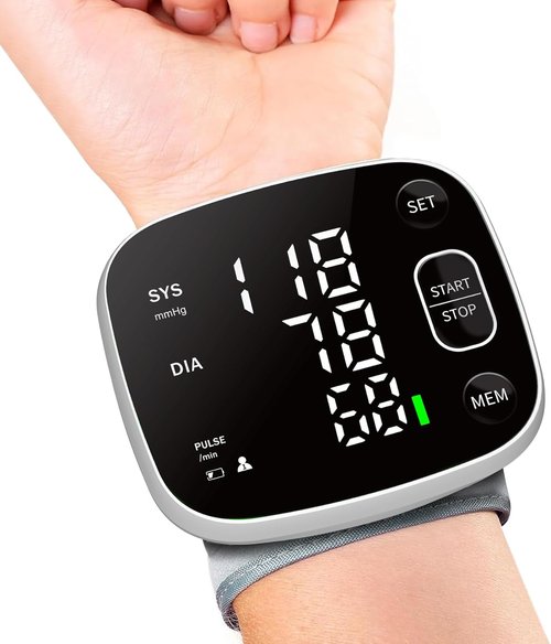 Blood Pressure Monitor - Skiennix Rechargeable Automatic Wrist Cuff with Voice Broadcast | 2 User Memory