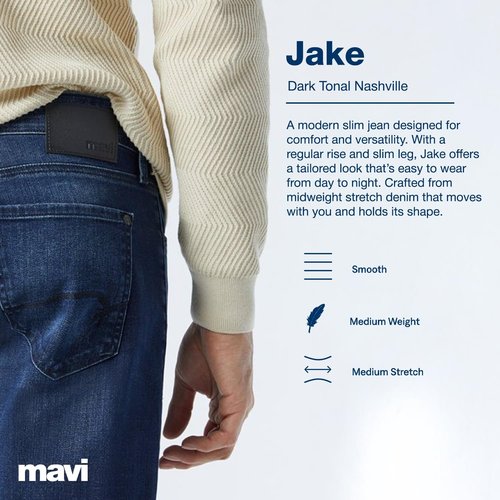Mavi Jake Men's Jeans - Regular Rise Slim Fit Design | Comfortable Everyday Wear