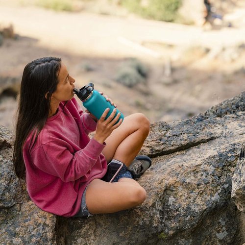Hydro Flask 32 oz Wide Mouth Water Bottle - Black Straw Lid for Easy Hydration