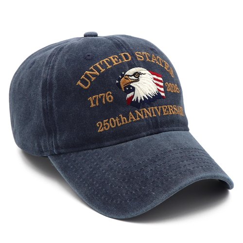 250 Anniversary USA Hat，USA 250th Merchandise 1776-2026 Patriot Cap Adjustable Embroidered 250 Year American Anniversary Hat for Men Women Blue