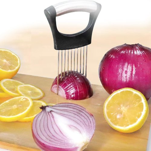JAYVAR Onion Holder - Stainless Steel Vegetable Cutter for Slicing Onions, Tomatoes & More | Food Slicer Tool