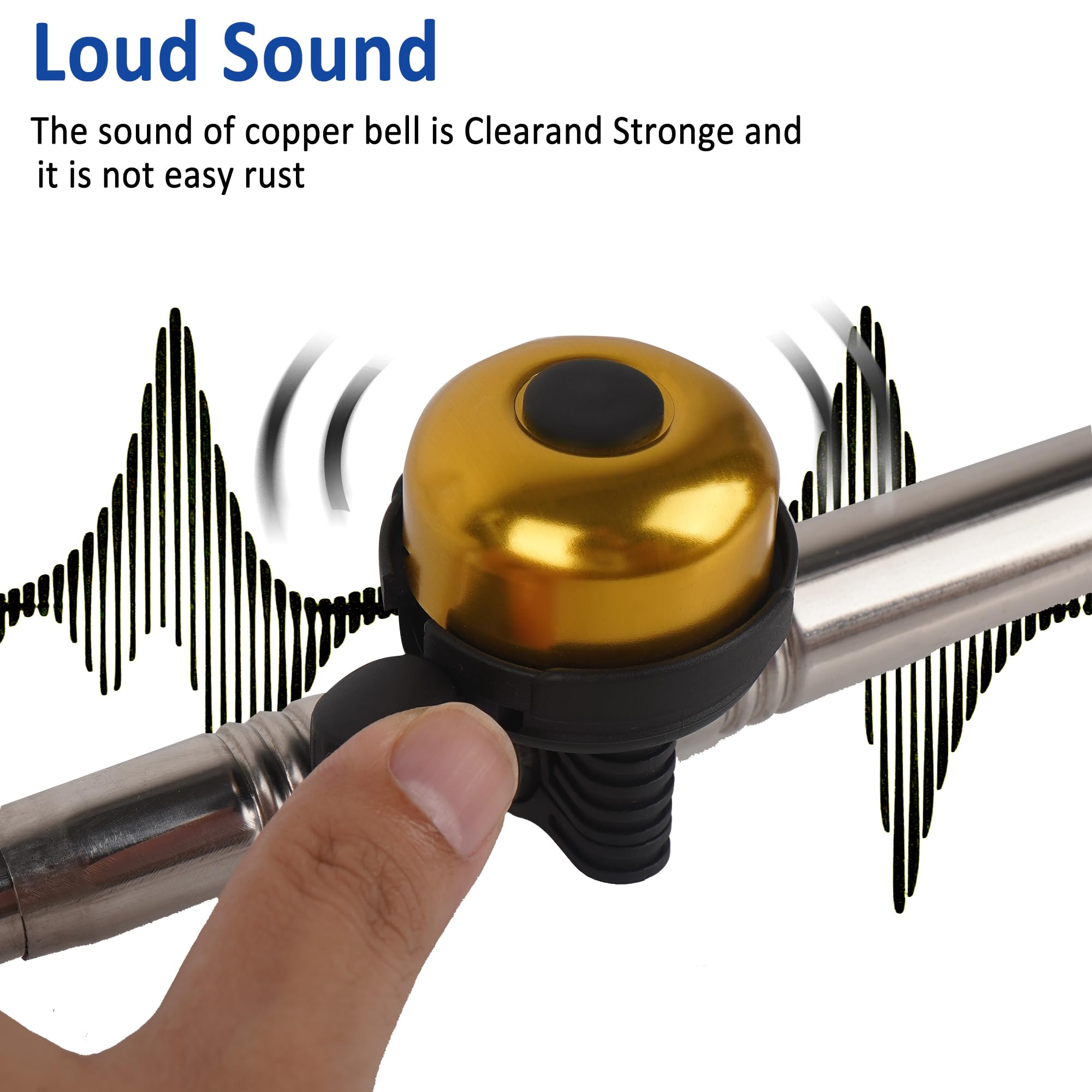 RidingRush Bike Ring Bell for Adult & Kids – Loud Clear Sound Bicycle Bell, Classic Metal Design, Easy Installation Fits Mountain, Road, Folding Bikes & Scooters