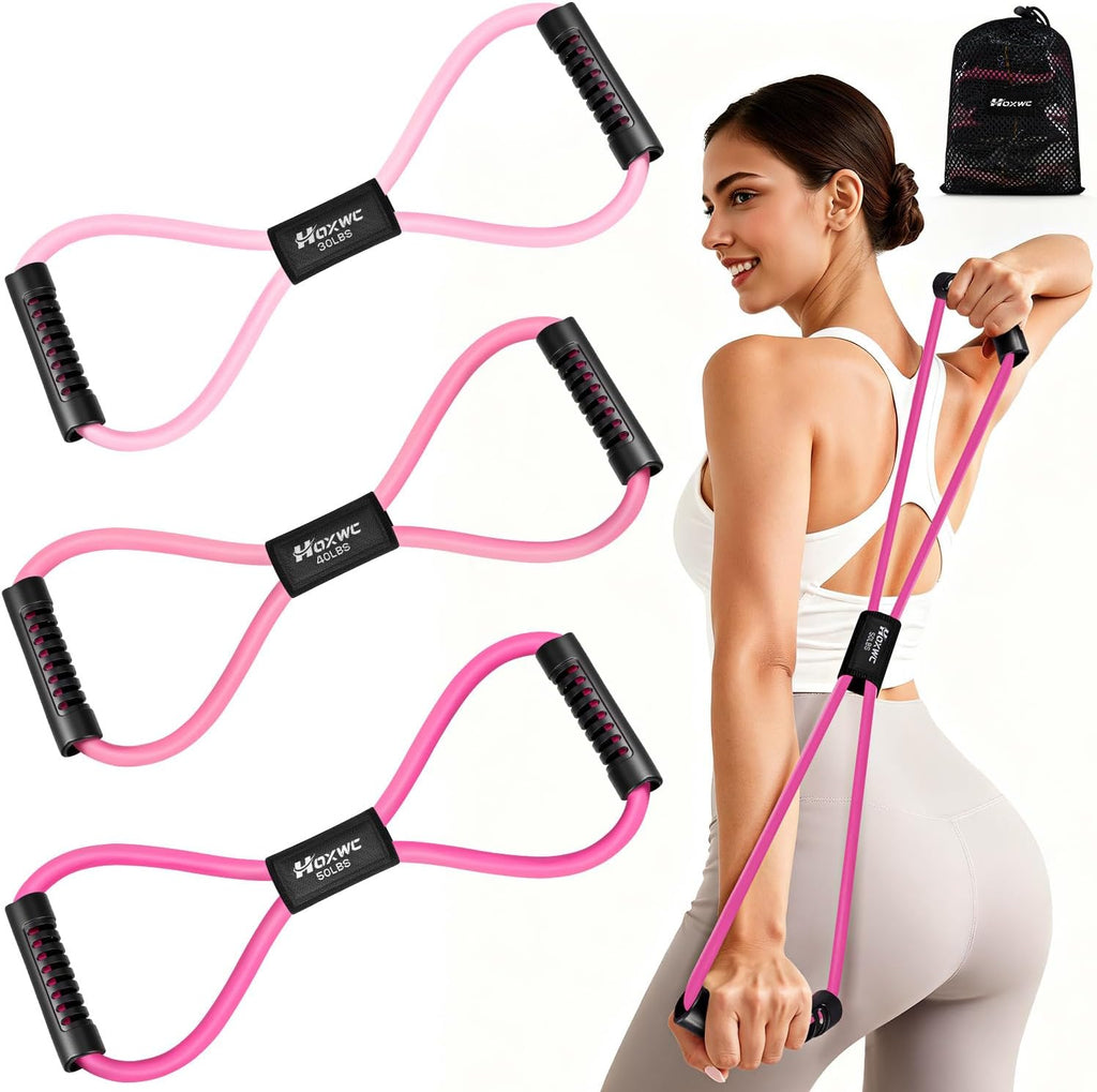 Skiennix Resistance Bands - Figure 8 Exercise Bands with Handles for Strength Training & Physical Therapy