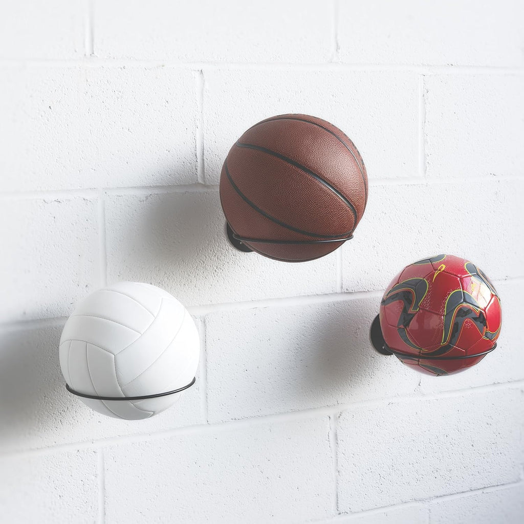 Wallniture Sporta Wall Mounted Ball Storage Sports Ball Holder Rack Display Storage Steel (Black)
