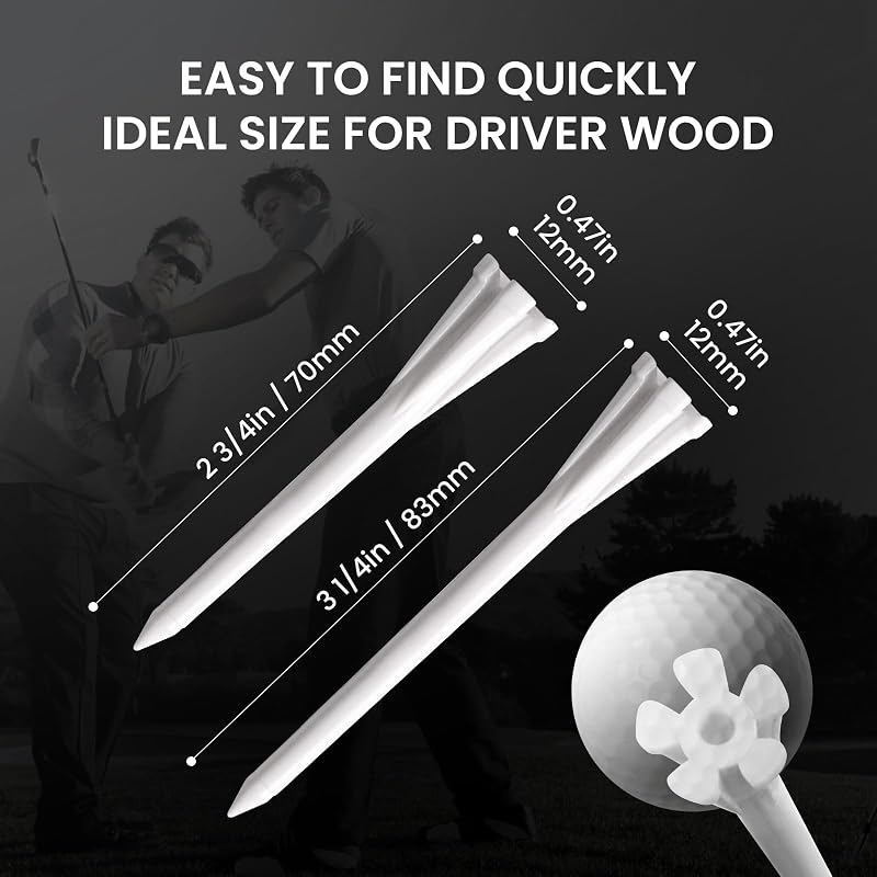 Unbreakable Plastic Golf Tees 3.25 Inch White 500 Count