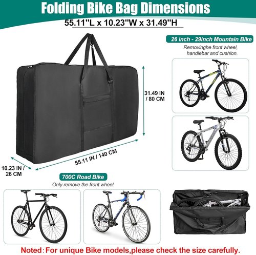 Bike Travel Bag, Upgraded Heavy Duty Waterproof 900D Mountain Bike Travel Bag, 55.11×10.23×31.49 inch Large Transport Bicycle Storage Bags for Airplane, 26-29 inch Bicycle Bags with Strong Webbing