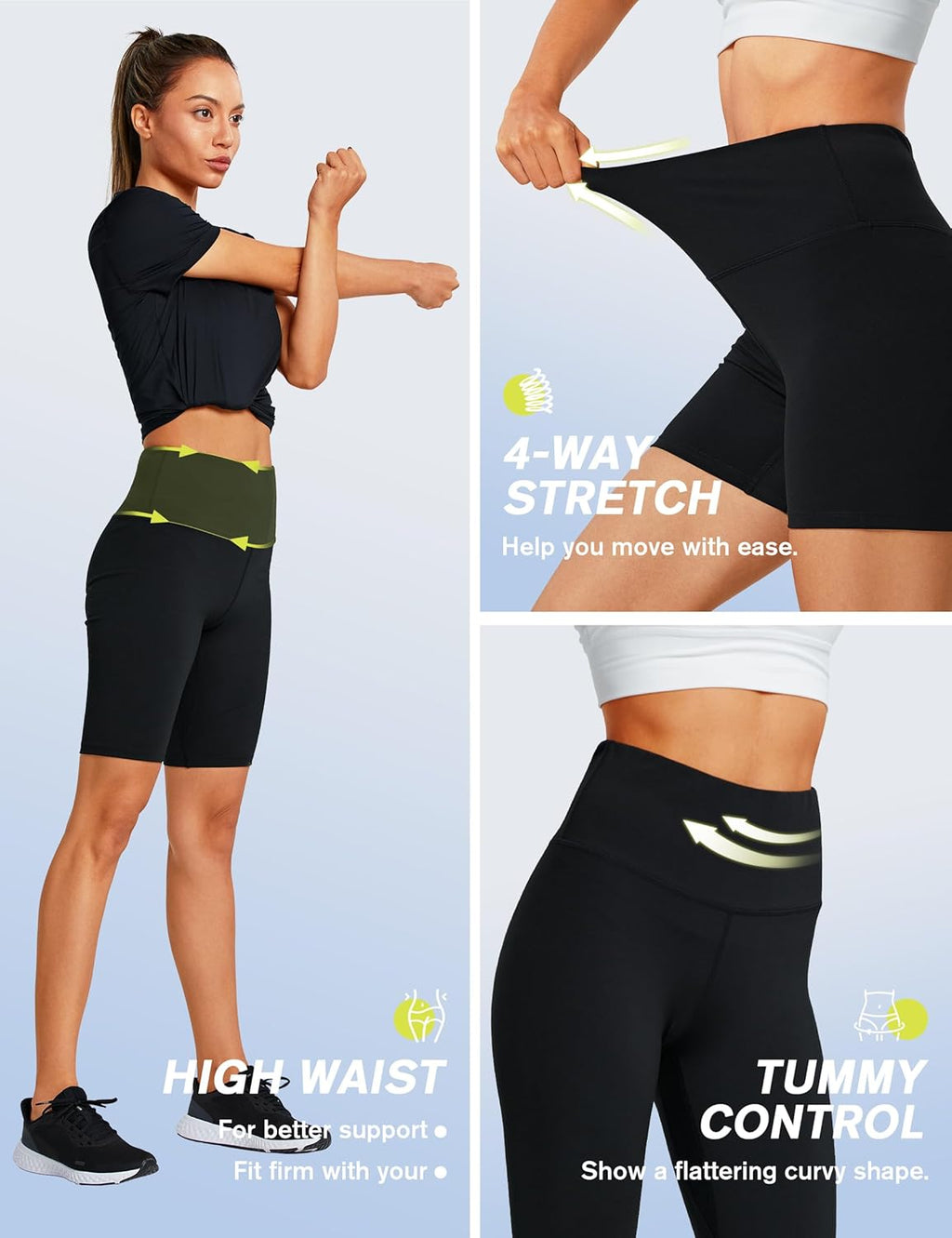 ZUTY Biker Shorts for Women - High Waisted Tummy Control Yoga Compression Shorts with 2 Hidden Pockets