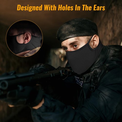 Qavctw Tactical Shooting Mask - Foldable Airsoft Silicone Mask with Breathable Ear Protection for Outdoor Shooting, Riding, Climbing, Paintball, Hunting