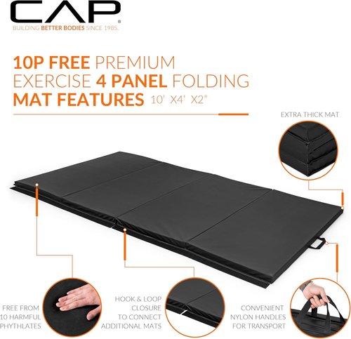 CAP Barbell Folding Exercise Mat - Anti-Tear Design for Aerobic & Gymnastics Training | Multiple Colors Available